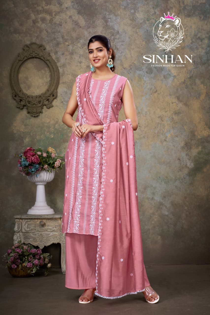 Sinhan 270126 Aksr Roman Silk Readymade Plazzo Style Suits Supplier Ahmedabad
