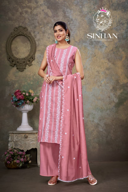 Sinhan 270126 Aksr Roman Silk Readymade Plazzo Style Suits Supplier Ahmedabad