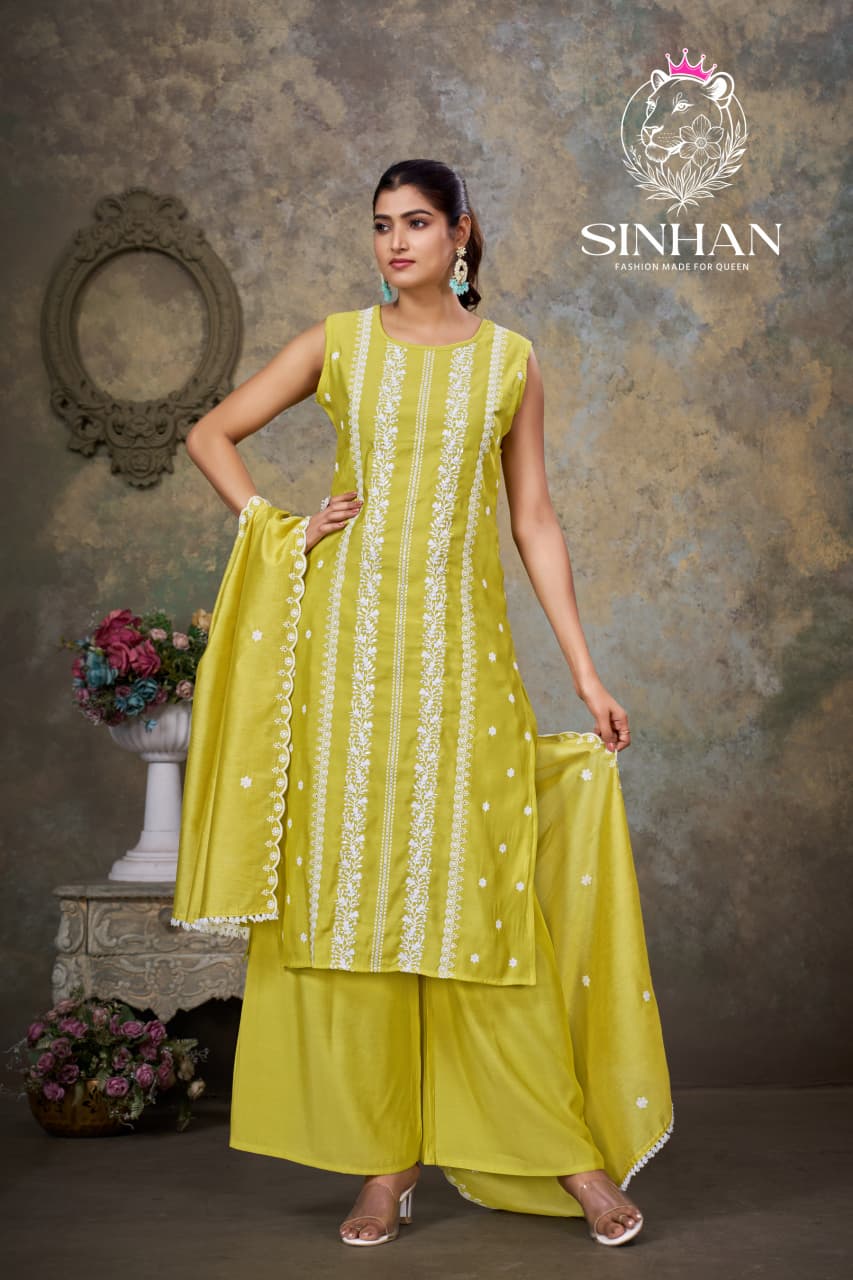 Sinhan 270126 Aksr Roman Silk Readymade Plazzo Style Suits Supplier Ahmedabad