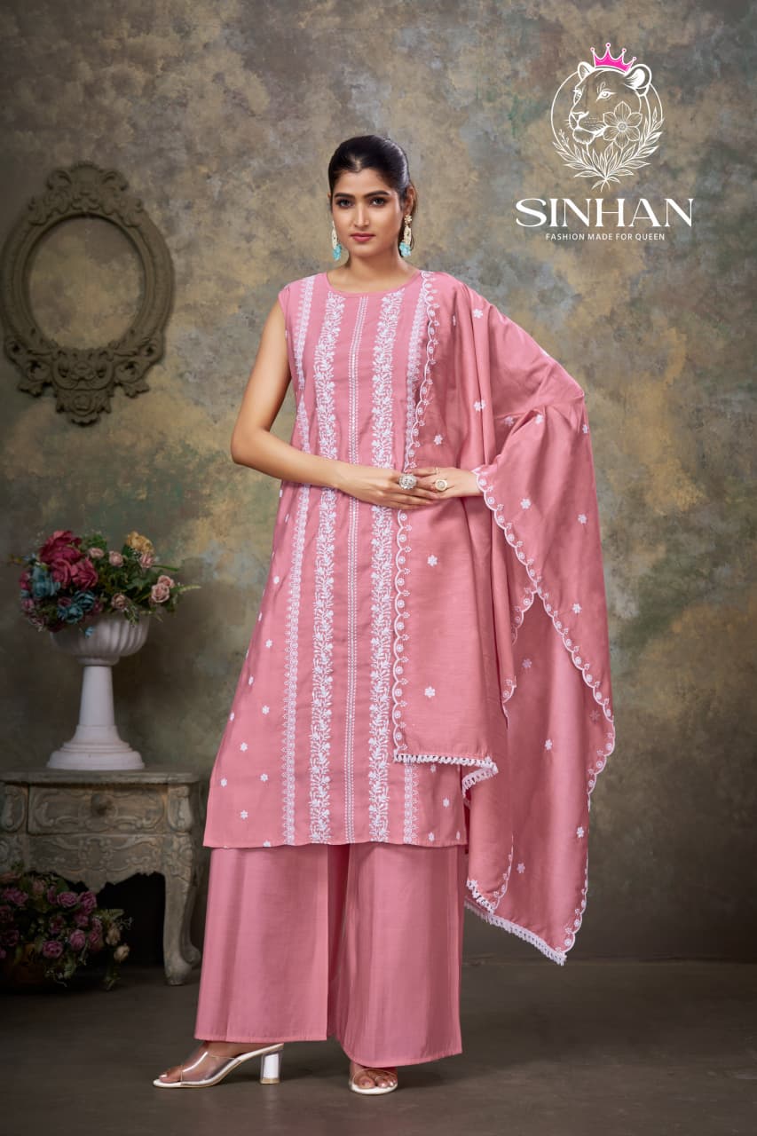 Sinhan 270126 Aksr Roman Silk Readymade Plazzo Style Suits Supplier Ahmedabad