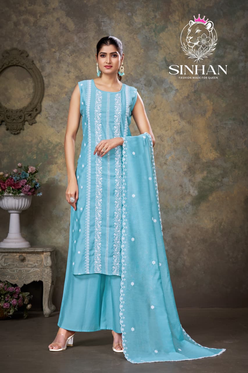 Sinhan 270126 Aksr Roman Silk Readymade Plazzo Style Suits Supplier Ahmedabad
