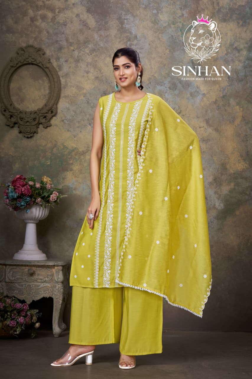 Sinhan 270126 Aksr Roman Silk Readymade Plazzo Style Suits Supplier Ahmedabad