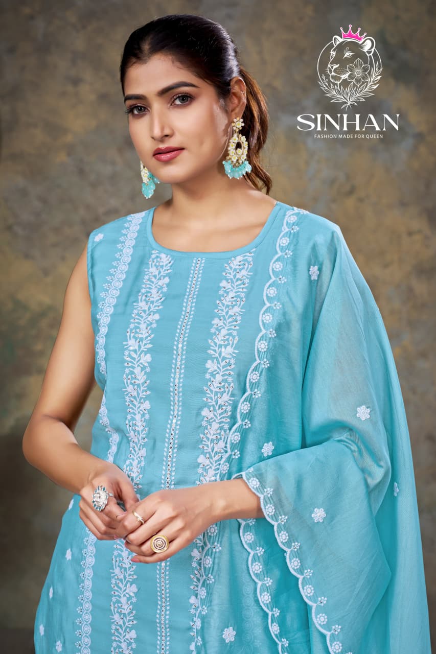 Sinhan 270126 Aksr Roman Silk Readymade Plazzo Style Suits Supplier Ahmedabad