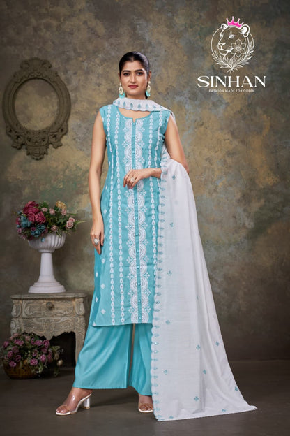 Sinhan 270126 Aksr Roman Silk Readymade Plazzo Style Suits Supplier Ahmedabad