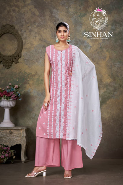 Sinhan 270126 Aksr Roman Silk Readymade Plazzo Style Suits Supplier Ahmedabad