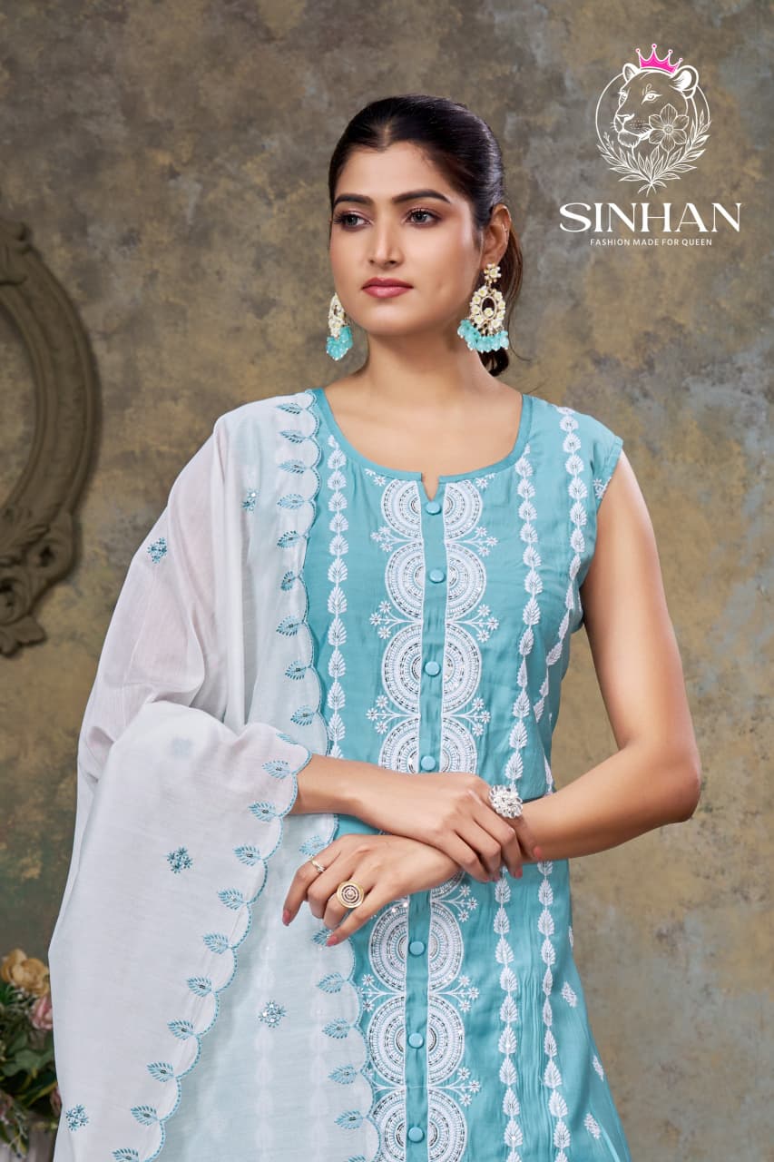 Sinhan 270126 Aksr Roman Silk Readymade Plazzo Style Suits Supplier Ahmedabad