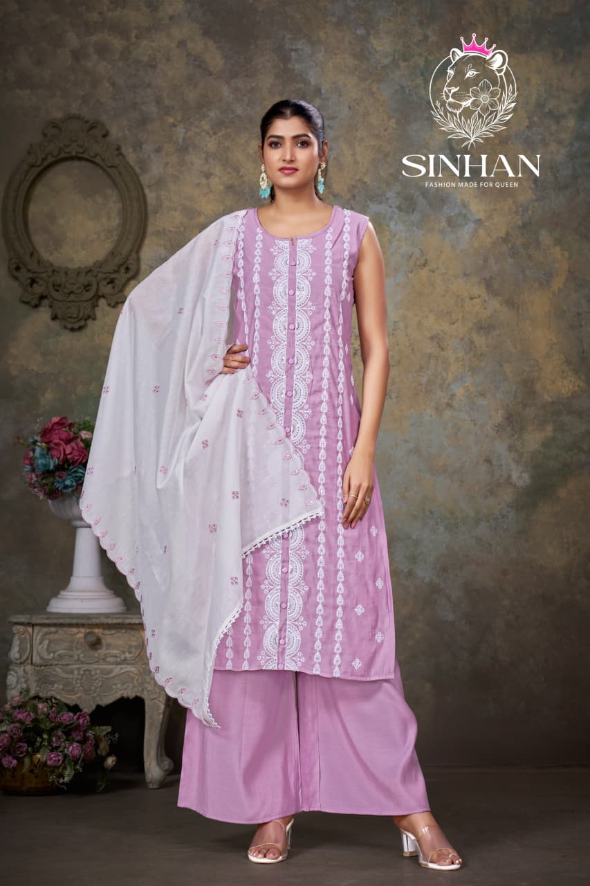 Sinhan 270126 Aksr Roman Silk Readymade Plazzo Style Suits Supplier Ahmedabad
