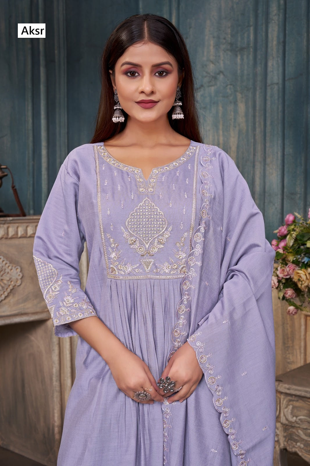 Sinhan Aksr Roman Silk Readymade Plazzo Style Suits Supplier