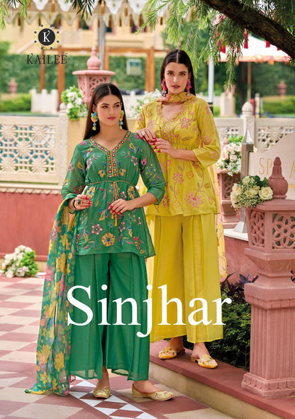 Sinjhar Kailee Fashion Viscose Simmer Readymade Plazzo Style Suits Wholesale Price