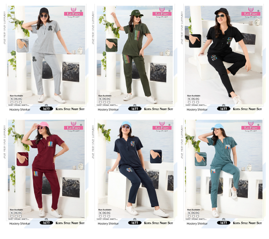 Sinker Design 1677 La Fairy Hosiery Kurta Night Suits Wholesale Rate