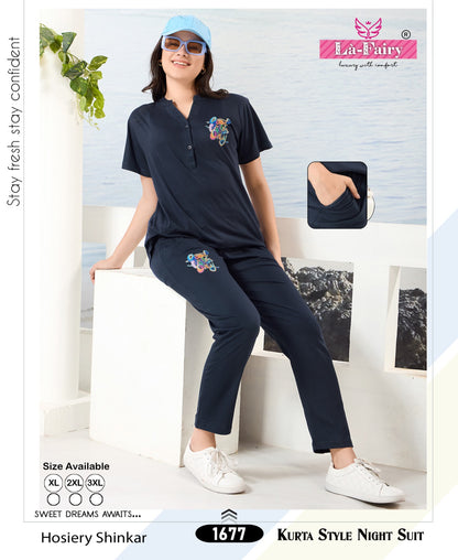 Sinker Design 1677 La Fairy Hosiery Kurta Night Suits Wholesale Rate