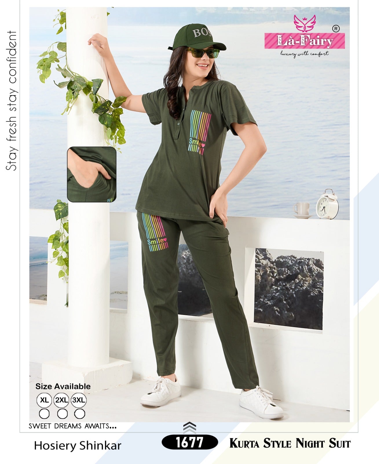 Sinker Design 1677 La Fairy Hosiery Kurta Night Suits Wholesale Rate