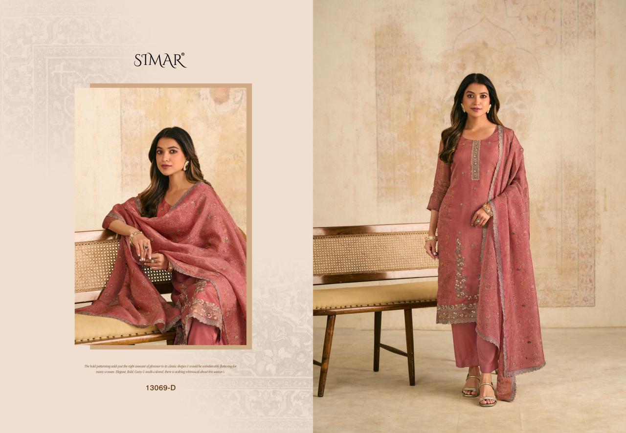 Siraa 13069 Simar Glossy Organza Pant Style Suits Manufacturer India