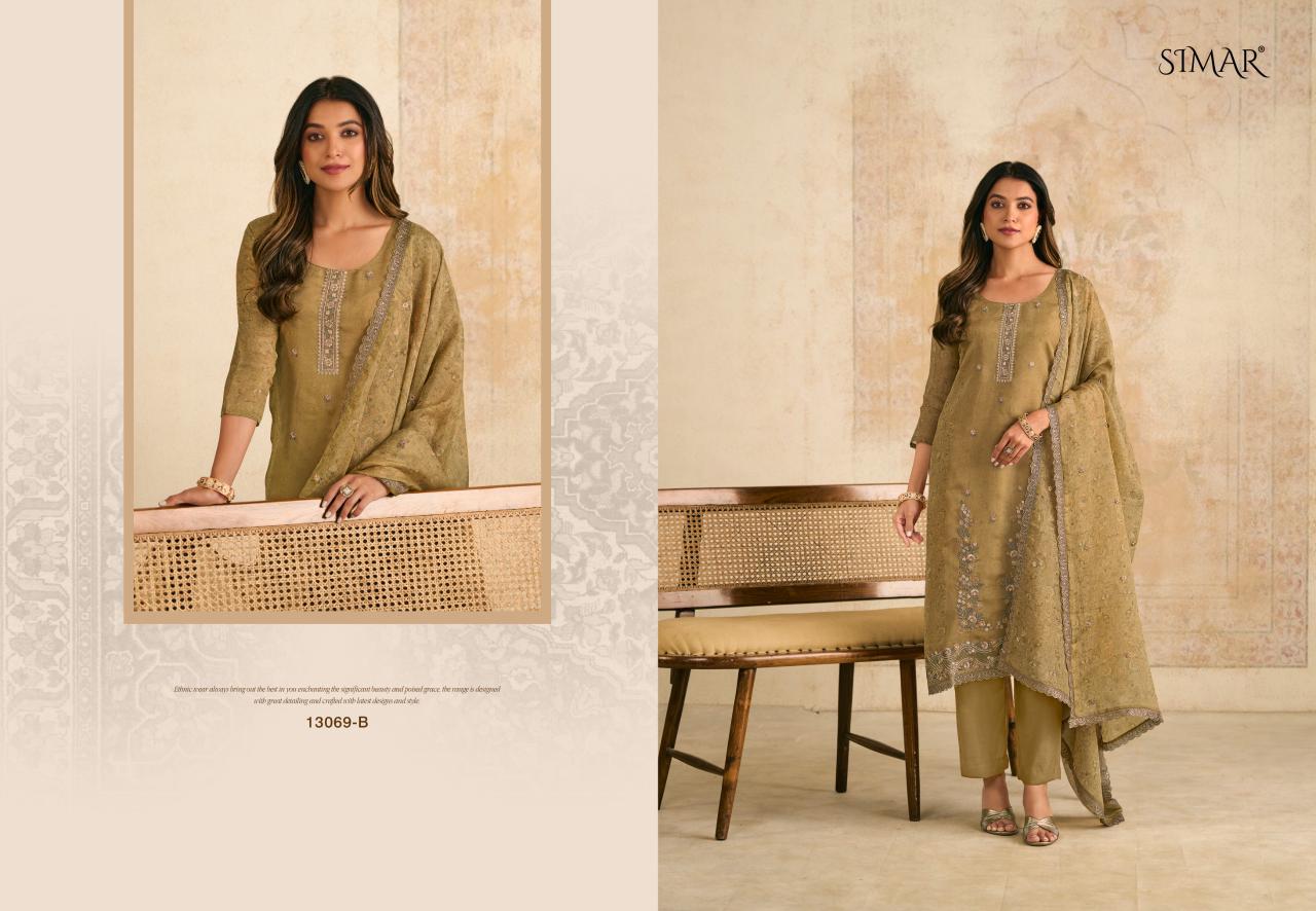 Siraa 13069 Simar Glossy Organza Pant Style Suits Manufacturer India