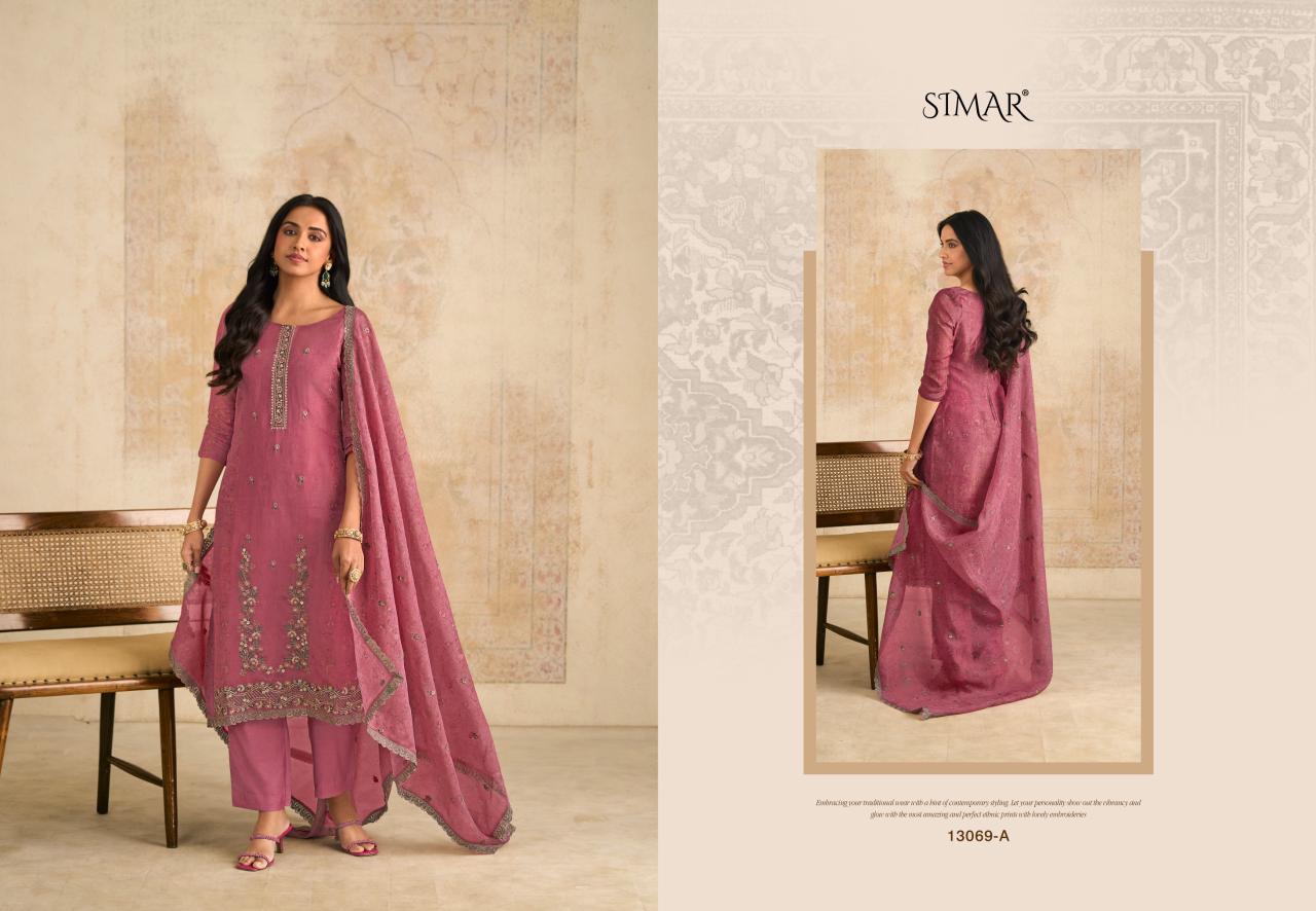 Siraa 13069 Simar Glossy Organza Pant Style Suits Manufacturer India