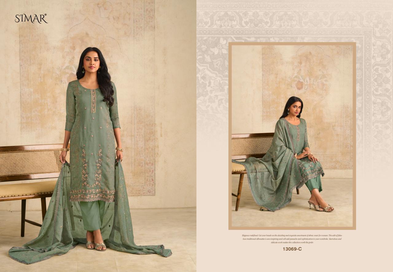 Siraa 13069 Simar Glossy Organza Pant Style Suits Manufacturer India