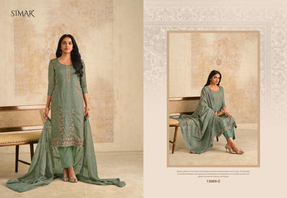Siraa 13069 Simar Glossy Organza Pant Style Suits Manufacturer India