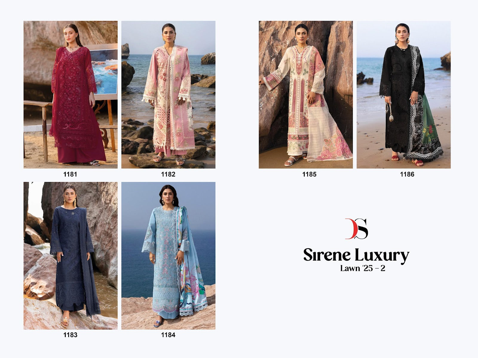 Sirene Luxury Lawn 25-2 Deepsy Pure Cotton Pakistani Salwar Suits Wholesaler