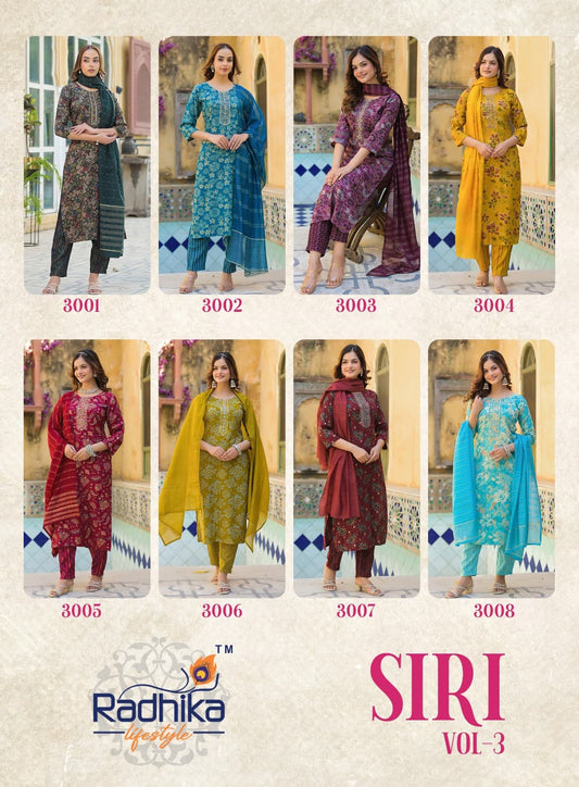 Siri Vol 3 Radhika Lifestyle Reyon Readymade Pant Style Suits Wholesale Price