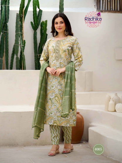 Siri Vol 4 Radhika Lifestyle Rayon Capsule Readymade Pant Style Suits Wholesaler