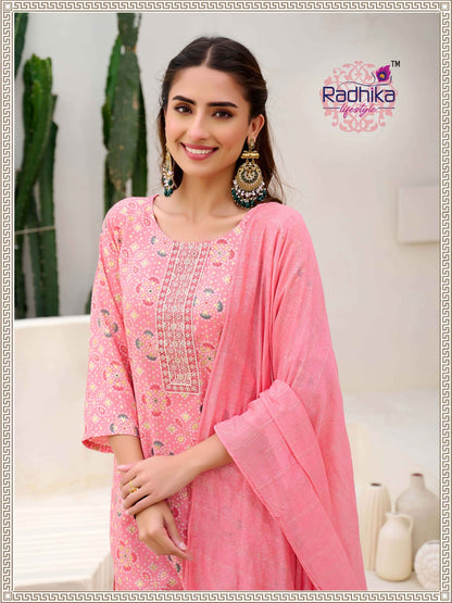 Siri Vol 4 Radhika Lifestyle Rayon Capsule Readymade Pant Style Suits Wholesaler