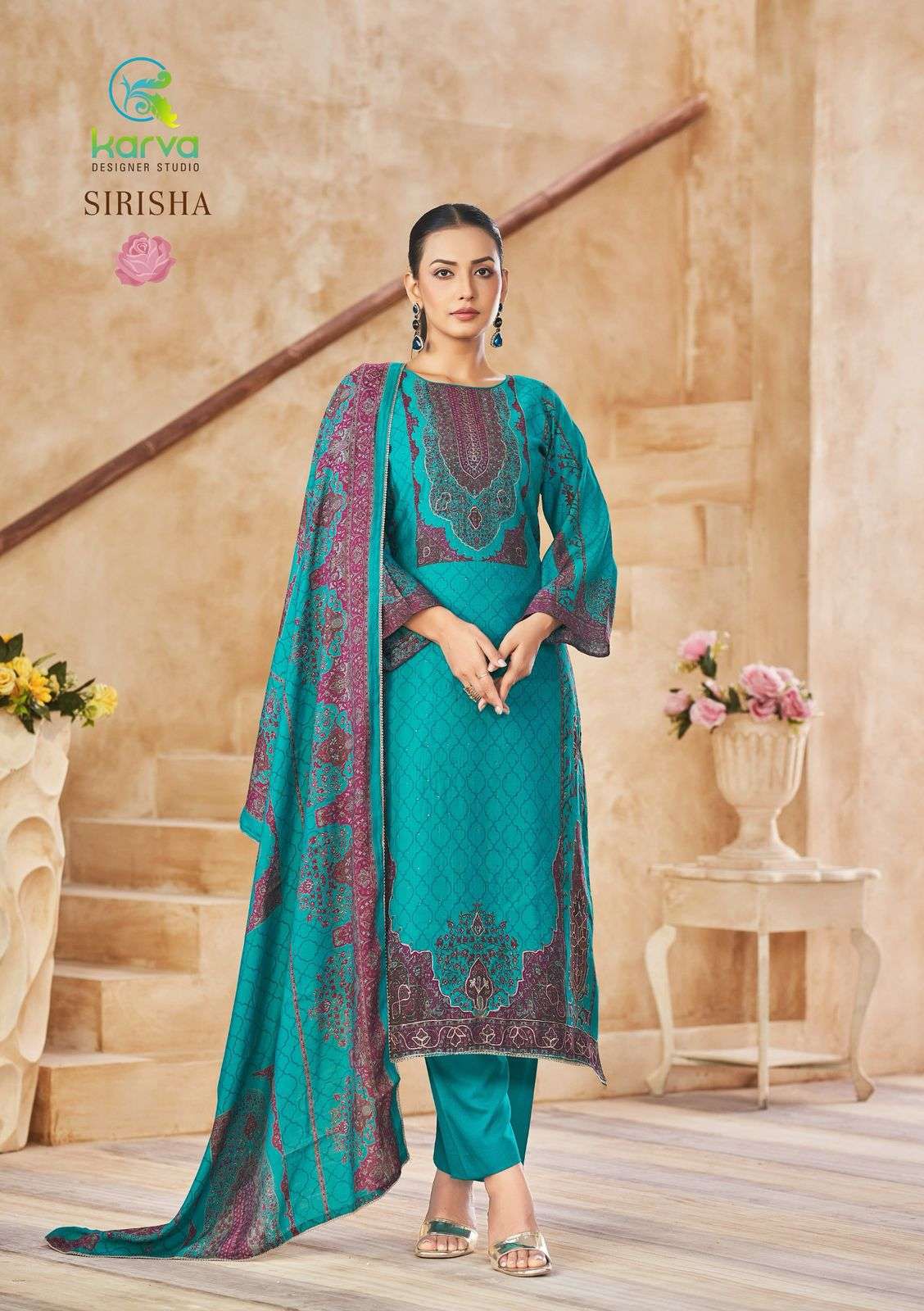 Sirisha Karva Designer Studio Modal Silk Pant Style Suits Exporter Ahmedabad