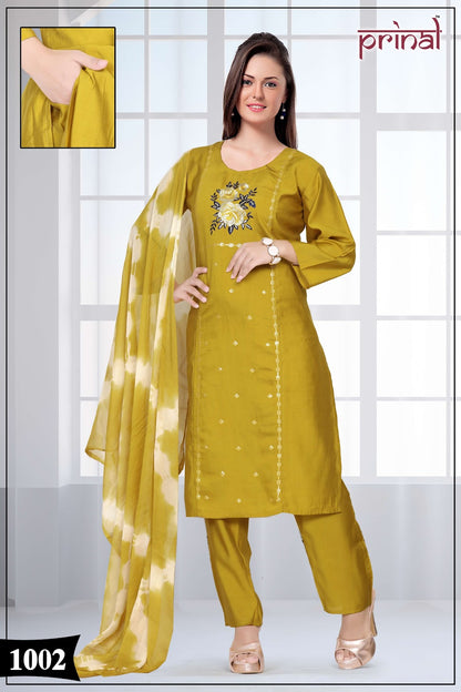 Sirisha Prinal Roman Silk Readymade Pant Style Suits Supplier Gujarat