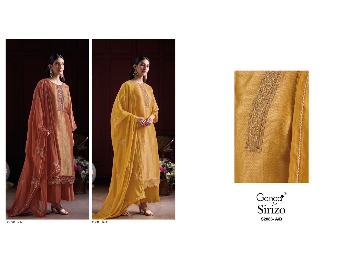 Sirizo S2886 Ganga Silk Jacquard Plazzo Style Suits Manufacturer India