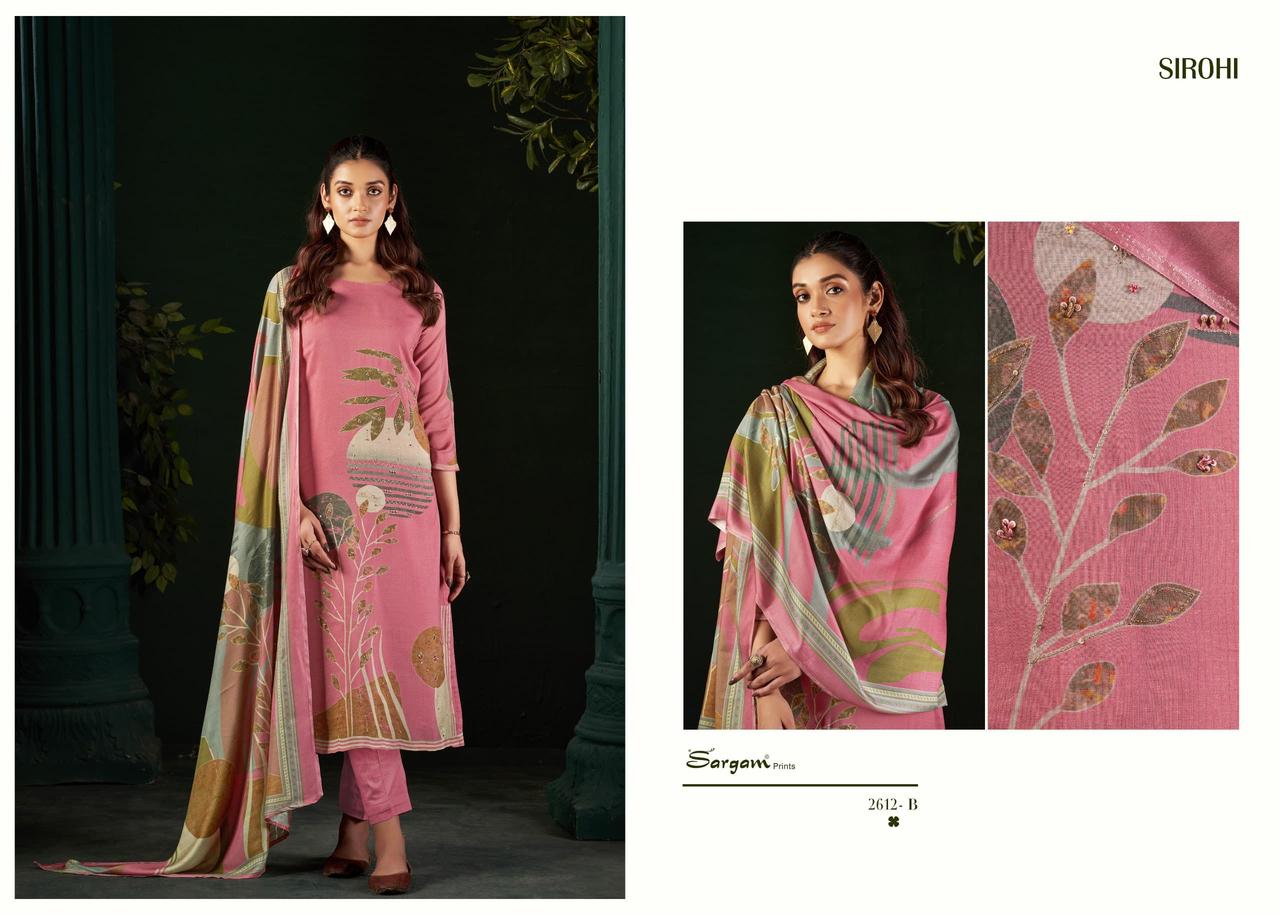 Sirohi Sargam Prints Pure Bemberg Muslin Pant Style Suits Supplier