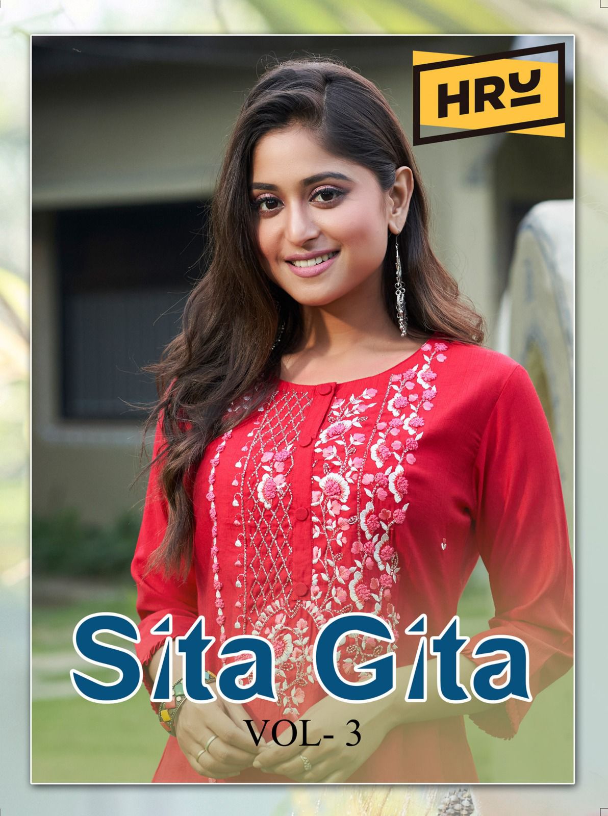 Sita Gita Vol 3 Hru Nylon Viscose Long Straight Kurti Manufacturer Ahmedabad