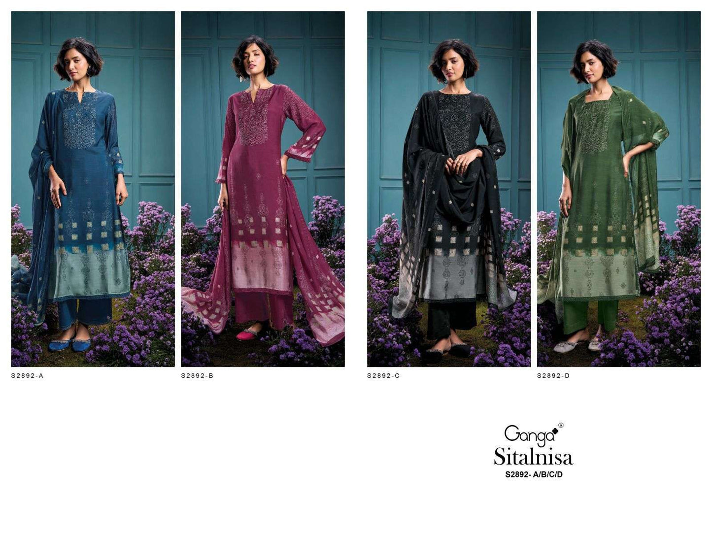 Sitalnisa 2892 Ganga Premium Bemberg Plazzo Style Suits Exporter Gujarat