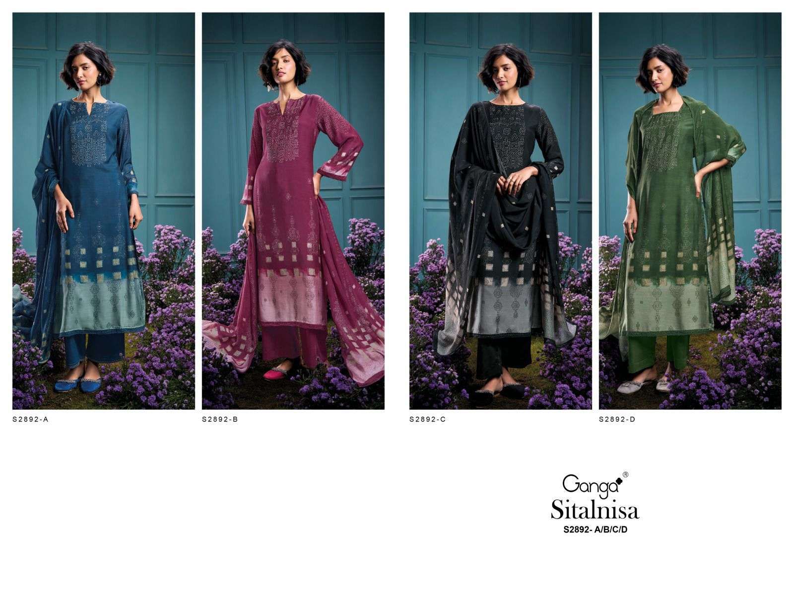 Sitalnisa 2892 Ganga Premium Bemberg Plazzo Style Suits Exporter Gujarat