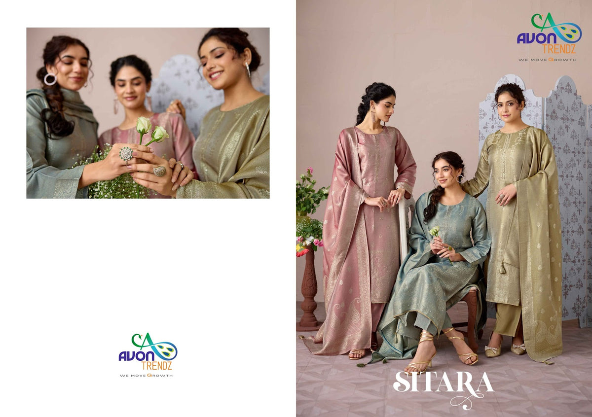 Sitara Avon Trendz Silk Jacquard Pant Style Suits Manufacturer India