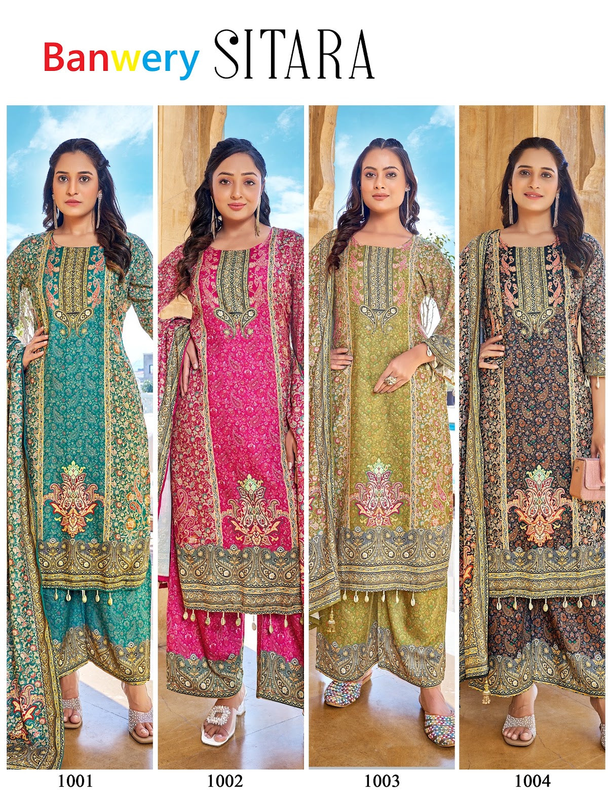 Sitara Banwery Jam Satin Pakistani Readymade Suits Wholesale Price