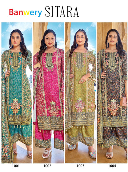 Sitara Banwery Jam Satin Pakistani Readymade Suits Wholesale Price