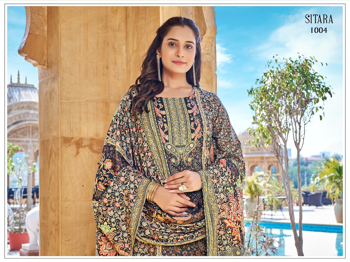 Sitara Banwery Jam Satin Pakistani Readymade Suits Wholesale Price