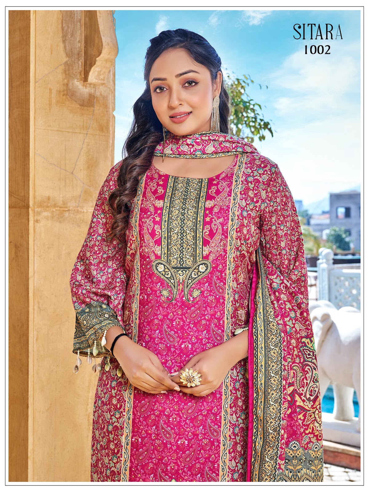 Sitara Banwery Jam Satin Pakistani Readymade Suits Wholesale Price