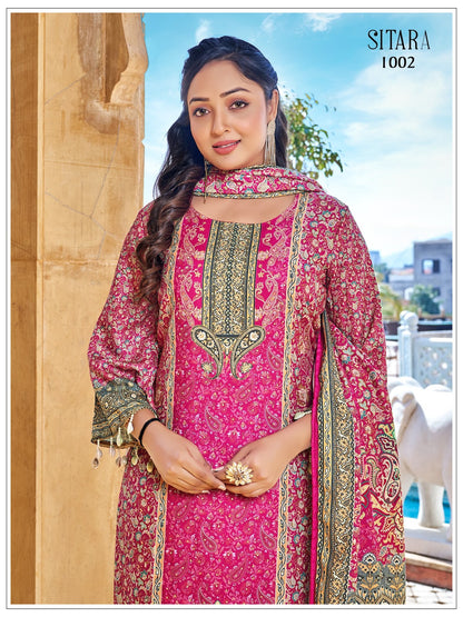 Sitara Banwery Jam Satin Pakistani Readymade Suits Wholesale Price