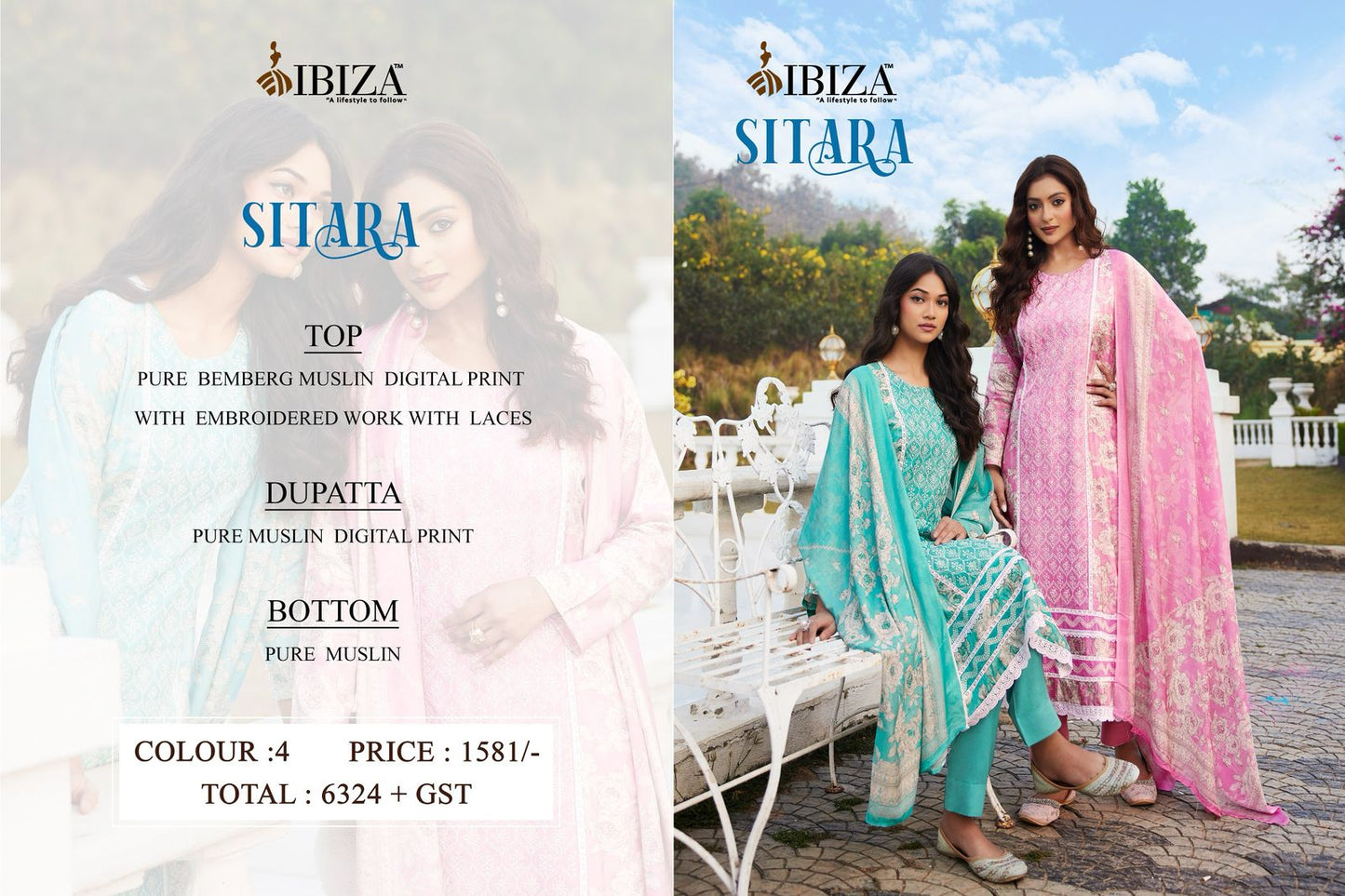 Sitara Ibiza Muslin Pant Style Suits Supplier