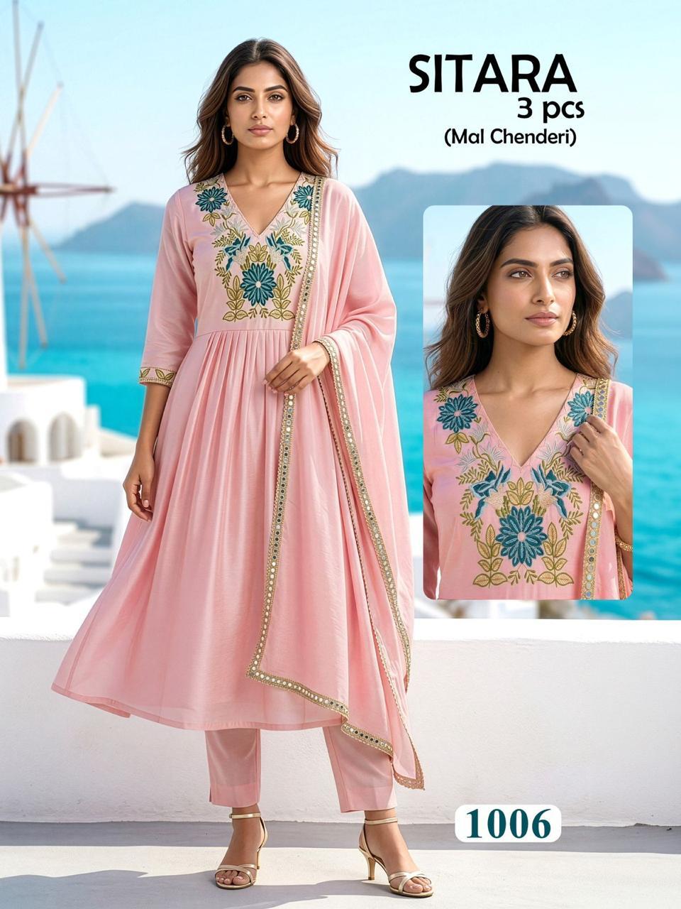 Sitara Malviken Chanderi Readymade Anarkali Suits Manufacturer Gujarat