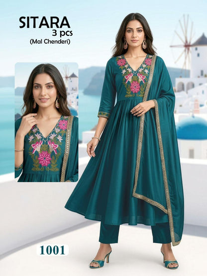 Sitara Malviken Chanderi Readymade Anarkali Suits Manufacturer Gujarat