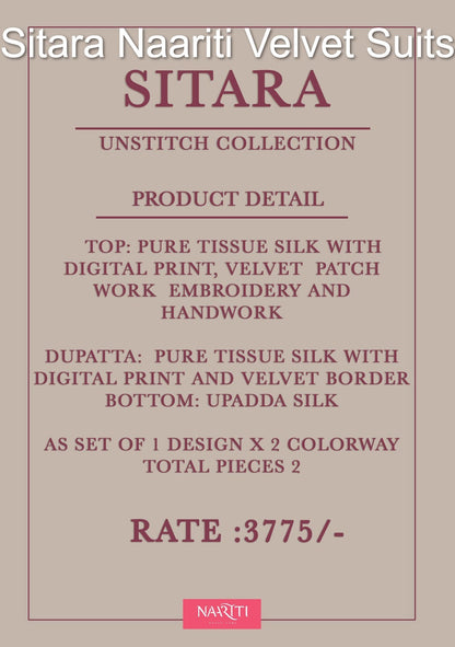 Sitara Naariti Velvet Suits Exporter India