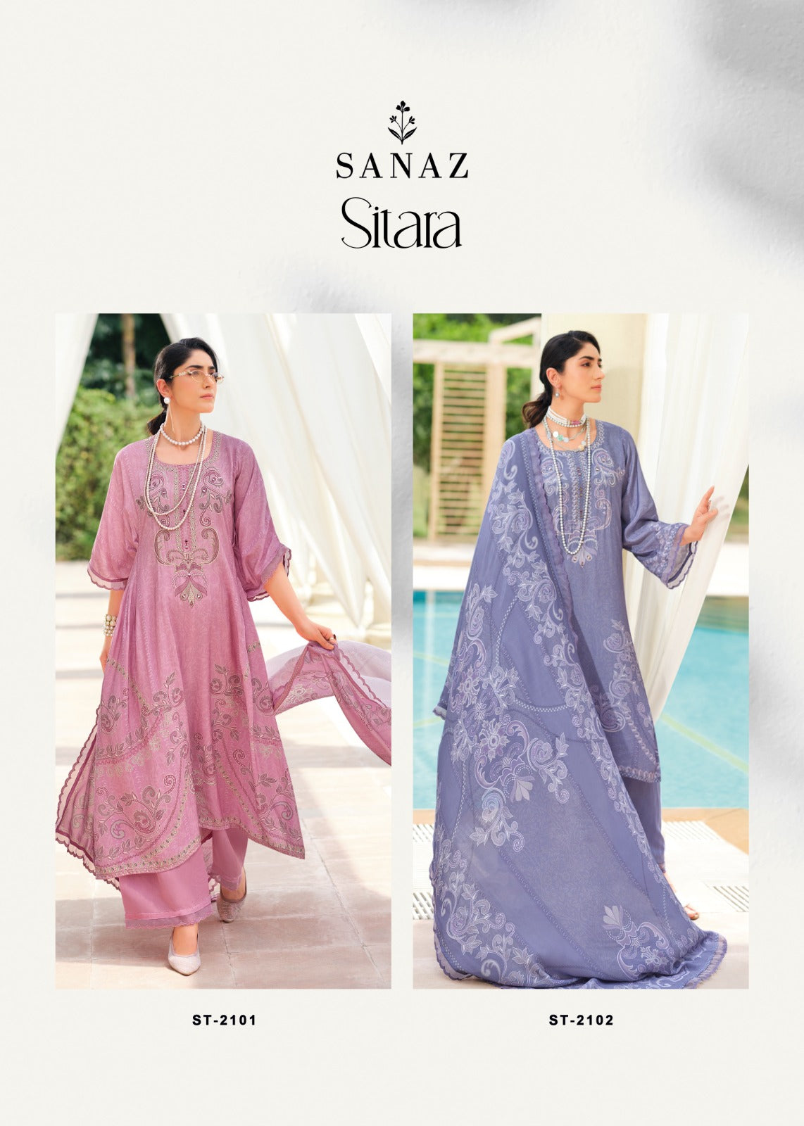 Sitara Sanaz Viscose Muslin Pant Style Suits Wholesale Price