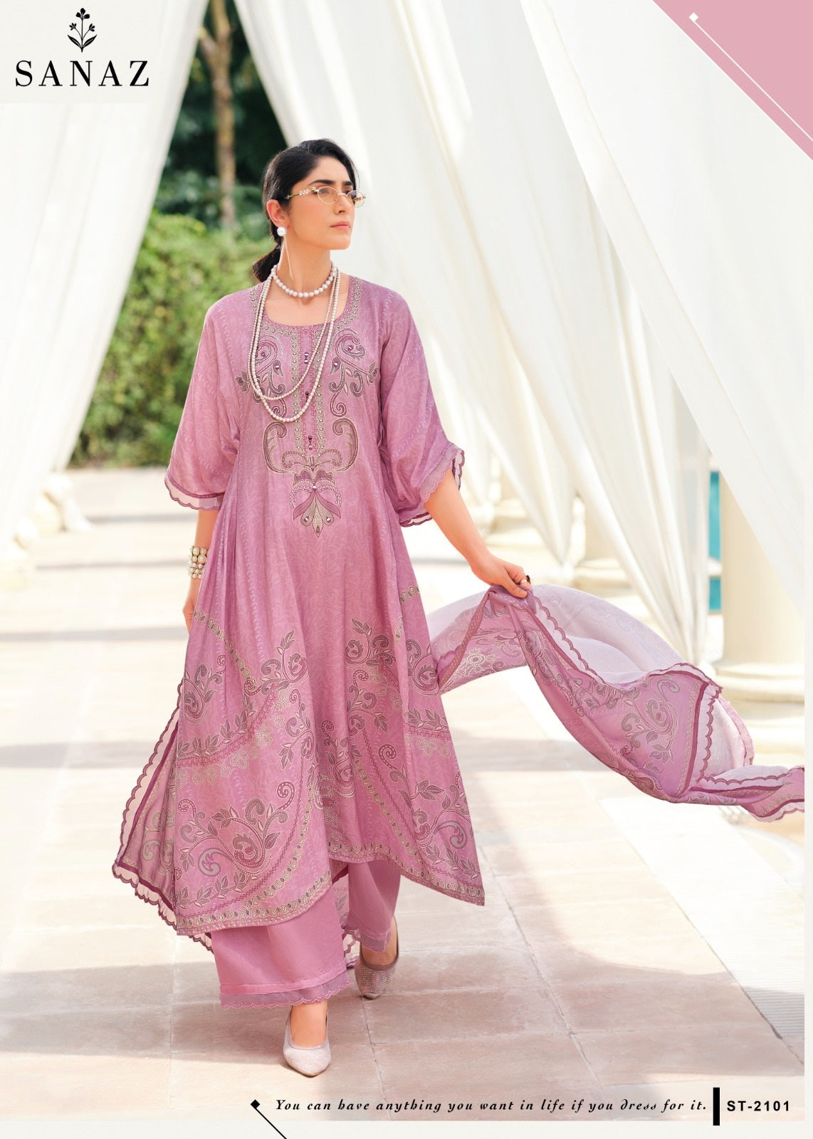 Sitara Sanaz Viscose Muslin Pant Style Suits Wholesale Price