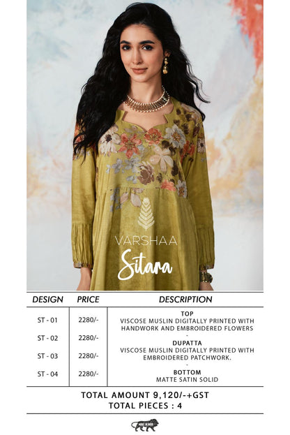 Sitara Varshaa Viscose Muslin Pant Style Suits Supplier India