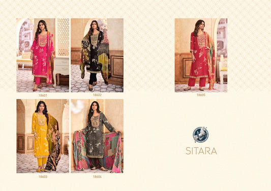 Sitara Vivek Natural Crape Pant Style Suits Supplier Gujarat