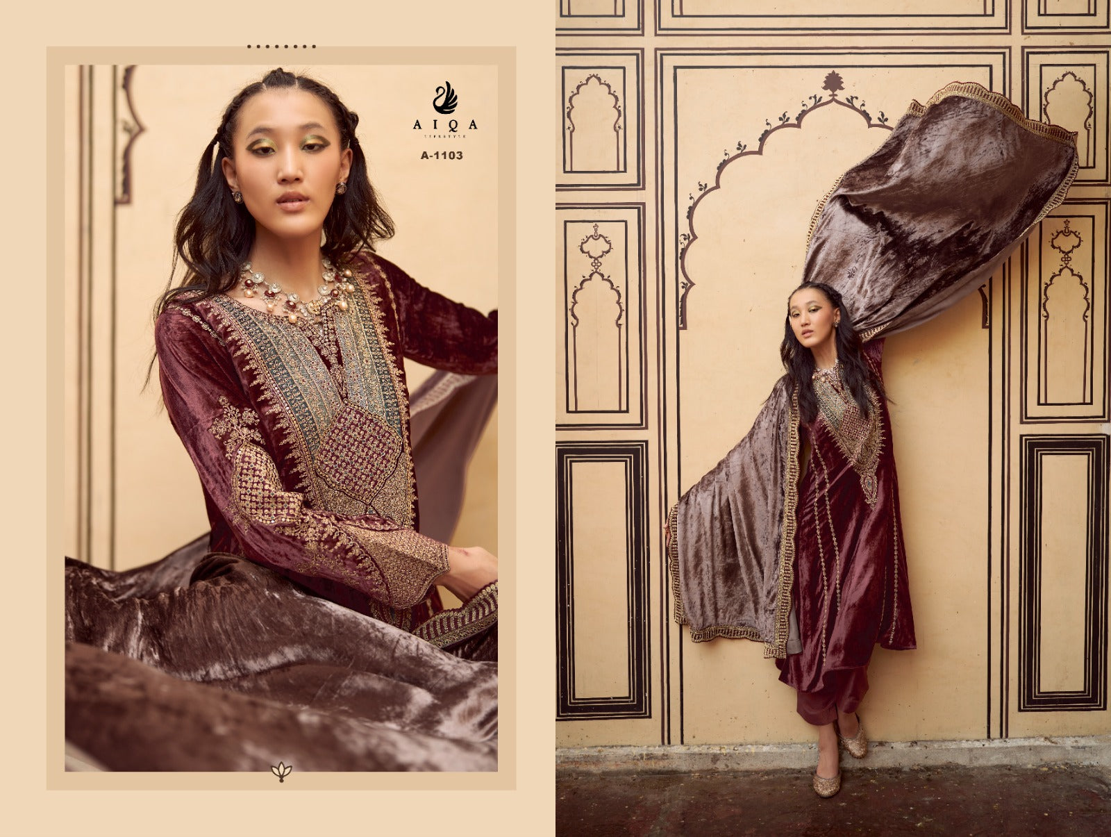 Sitaray Aiqa Velvet Suits Wholesaler