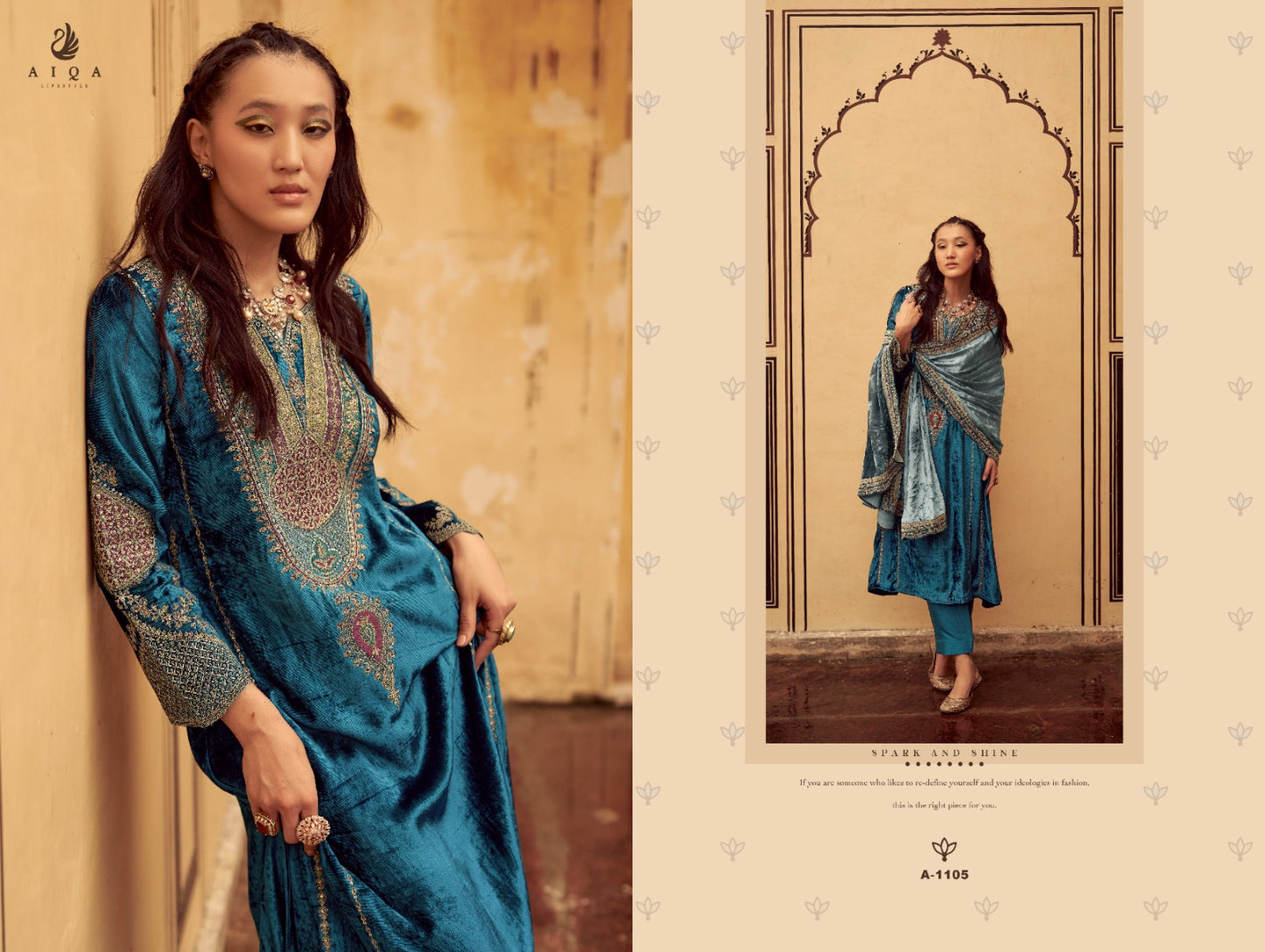 Sitaray Aiqa Velvet Suits Wholesaler