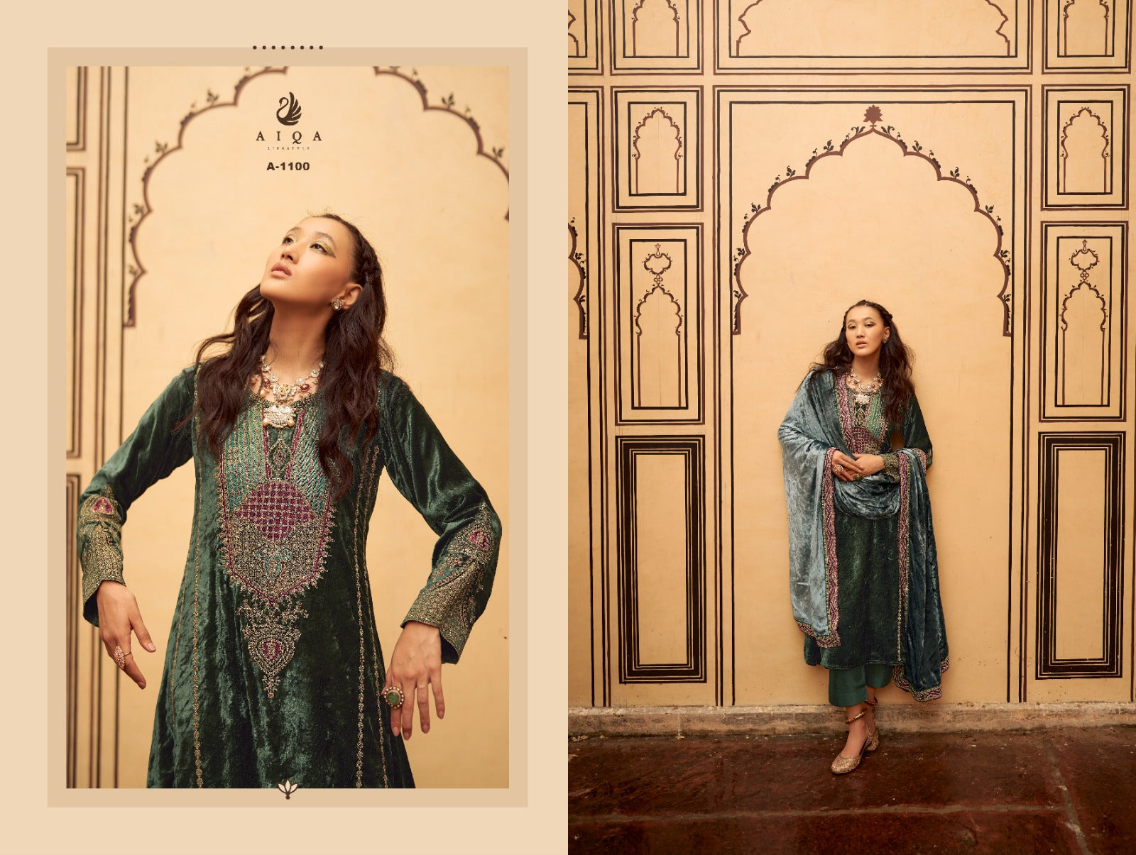 Sitaray Aiqa Velvet Suits Wholesaler