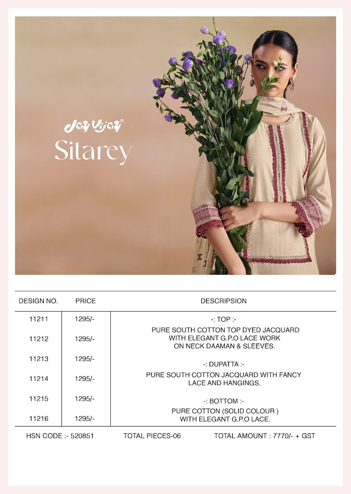Sitarey Jay Vijay Cotton Pant Style Suits Manufacturer India
